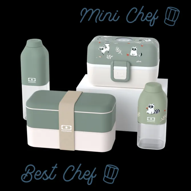Set lunch box parent/enfant vert "Best Chef/Mini Chef"