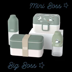 Set lunch box parent/enfant vert "Big Boss/Mini Boss"