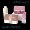 Set lunch box parent/enfant rose "Queen Mom/Little Queen"